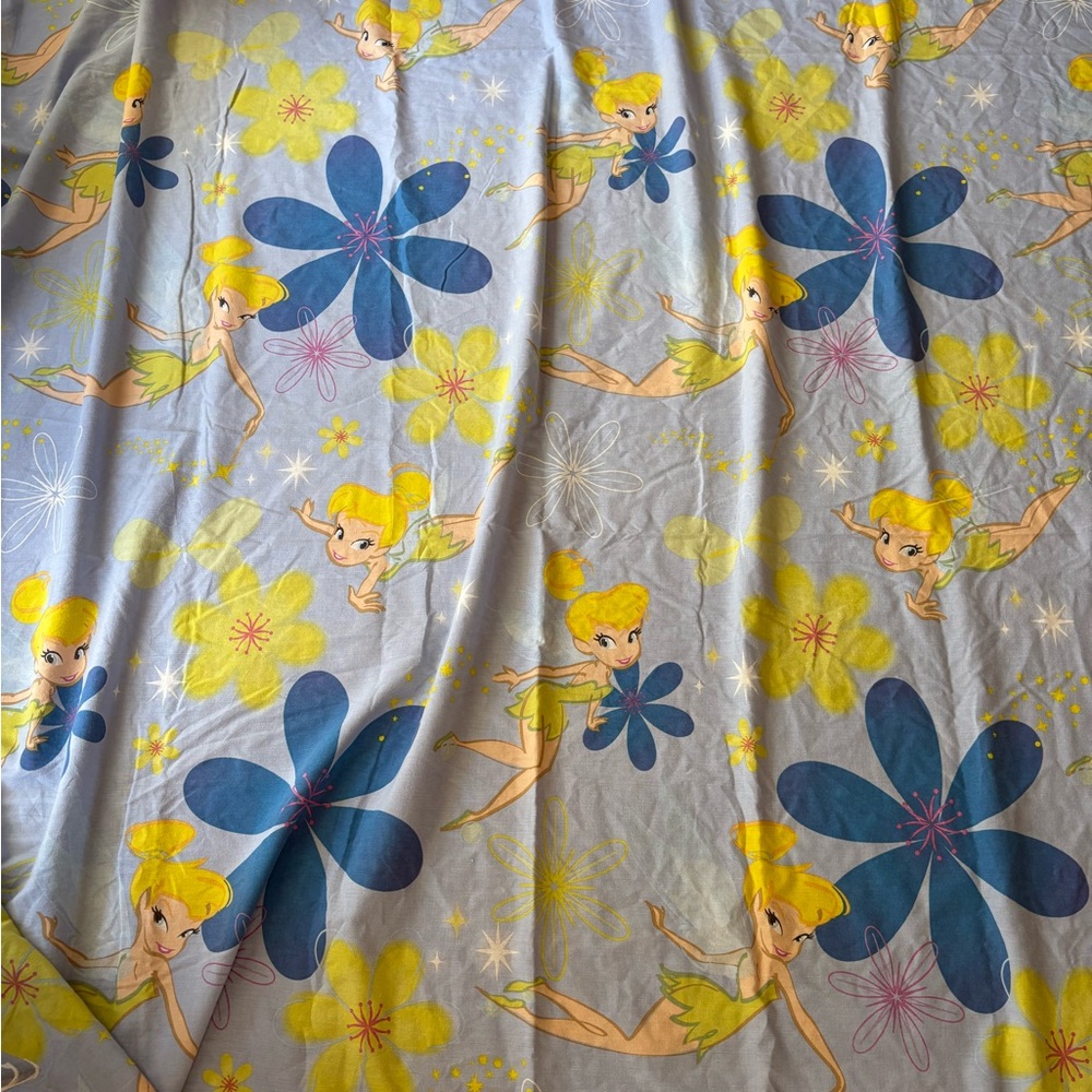 Twin Tinkerbell Themed Flat Bed Sheet